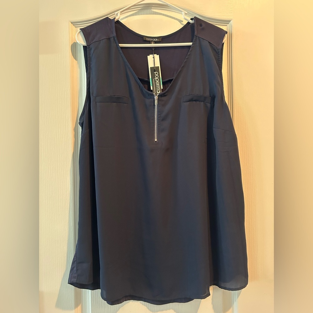 Papermoon Brighton Navy Zip Tank – Size 2X